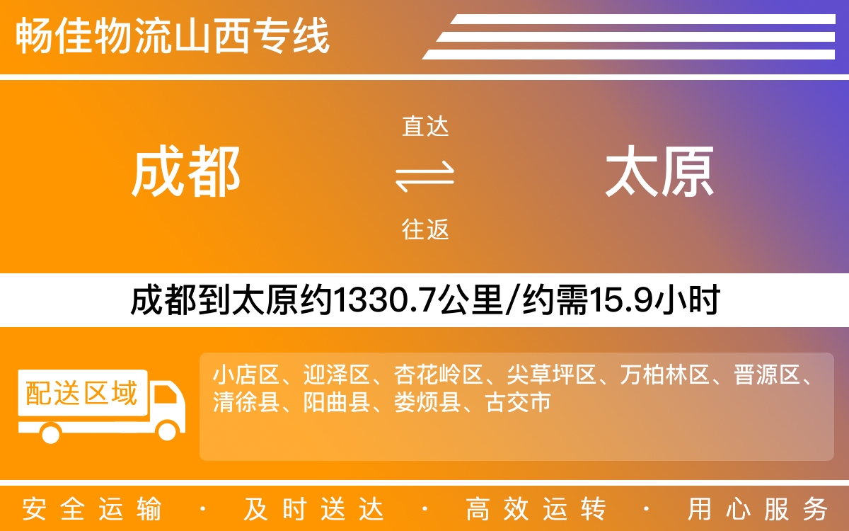 成都到太原物流專線-成都至太原貨運專線